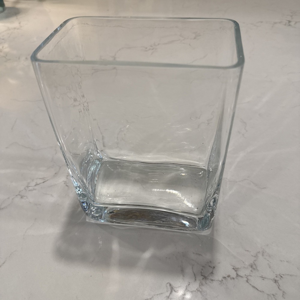 Modern Clear Glass Vase 8x6x3 Expensive Vibe Honey
